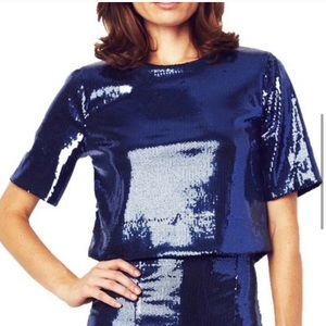 Ripley Rader NWT navy sequin classic crop top. 3